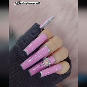 2XL Pink/Glitter Bottom Nails